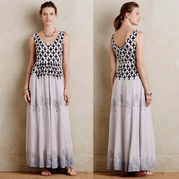 Anthropologie Dresses & Skirts - Anthropologie Floreat Sojourner Maxi Dress Size 4 Purple Black Sleeveless Sequin